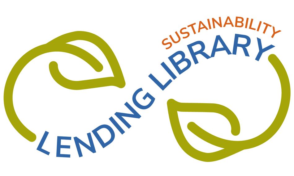 Sustainability lending library with leaf arrows in an infinity design