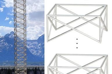 An antenna tower is a classic truss structure. The new algorithm could help design towers that are lighter and less expensive to build. In addition, the algorithm can design structures to maximize their stiffness for carrying a given load, design the shape of fluid channels to minimize pressure loss, and create shapes for heat transfer enhancement. Image credit: Changyu Deng, Wei Lu Research Group