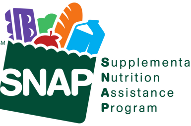 SNAP logo with illustration of a bag of groceries