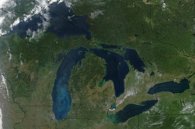satellite view of the great lakes region