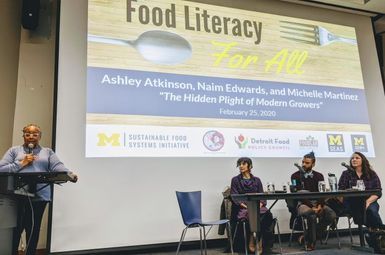 Detroit growers Ashley Atkinson and Naim Edwards and environmental justice advocate Michelle Martinez discussed how climate change directly impacts urban agriculture and environmental issues in Detroit.