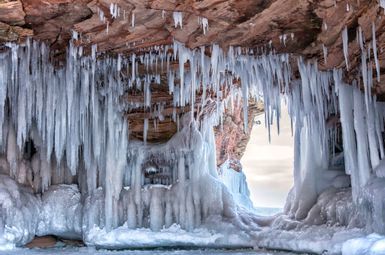 Apostle Island Ice Caves on the shores of Lake Superior