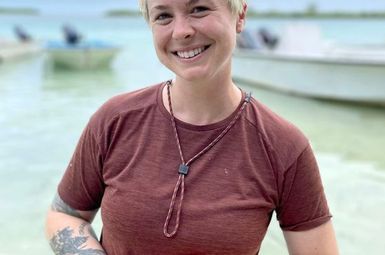 Ph.D. student, Katrina Sky Munsterman, on a recent field trip to work with local fishing communities in Abaco, The Bahamas