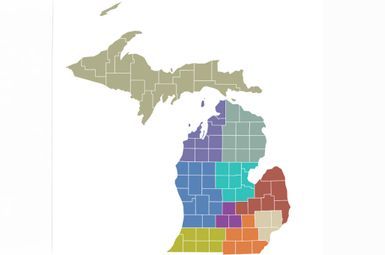 Map of Michigan showcasing diverse indicators of poverty and wellbeing