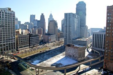 Downtown Detroit with the People Mover