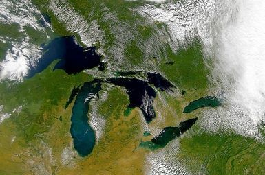 satellite photo of the great lakes supplied by NOAA