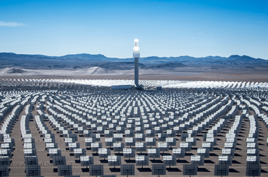 solar panels on an arid terrain
