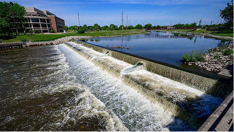 The Flint River flowing after the centry-old dam was removed.